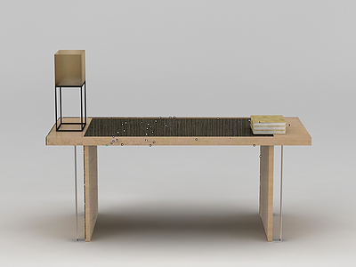 中式原木书桌模型