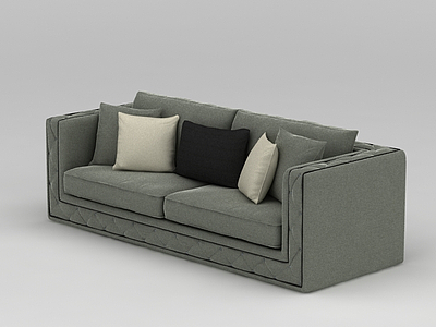 灰色布艺双人沙发模型3d模型