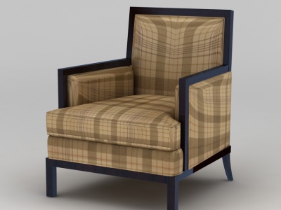 棕色格子单人沙发模型3d模型