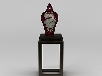 中式龙纹花瓶摆件模型3d模型