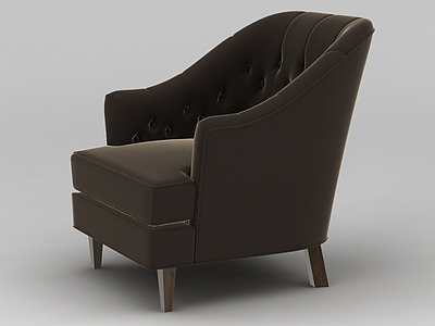巧克力色单人沙发椅模型3d模型