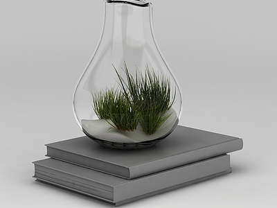 3d玻璃花瓶绿植免费模型