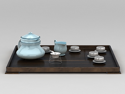 3d功夫茶盘茶具模型