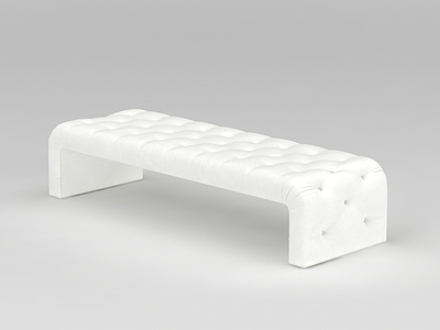 白色拉扣长沙发凳模型3d模型