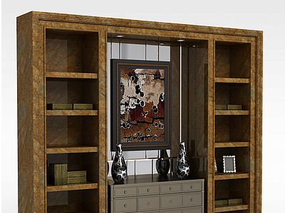 3d客厅一体柜模型