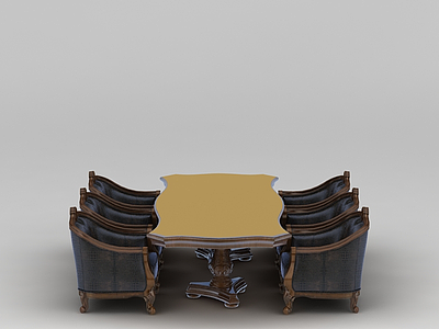 3d美式餐桌椅模型