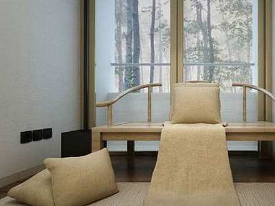 新中式禅意书房原木椅子模型3d模型