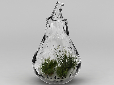 工艺玻璃瓶绿植模型3d模型