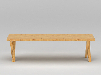长方形原木桌子模型