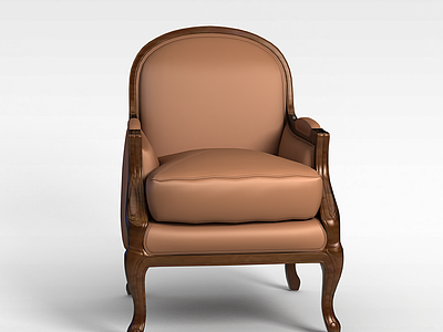 褐色单人沙发椅模型3d模型