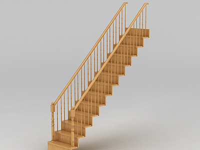 原木楼梯模型3d模型