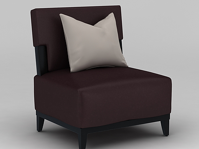 酒红色休闲单人沙发椅模型3d模型