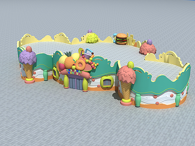 3d游乐园甜品屋模型
