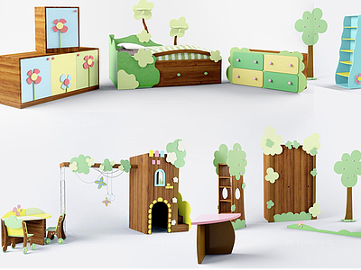 幼儿园儿童家具模型3d模型