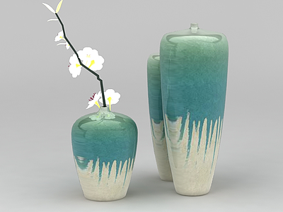 3d新中式艺术花瓶免费模型