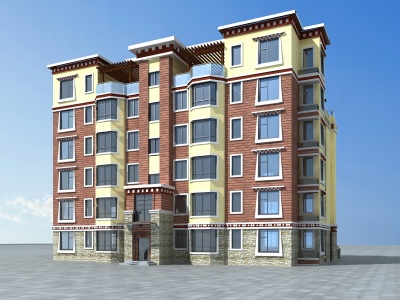 3d藏式小区住宅楼模型