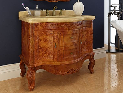 3d高档实木雕花浴室柜模型