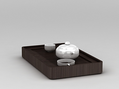 功夫茶盘和茶具模型3d模型