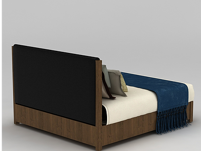 简约实木床模型3d模型