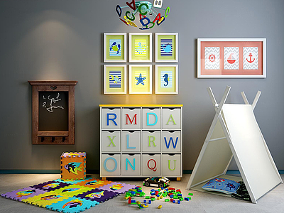 儿童字母柜子帐篷组合模型3d模型