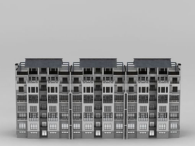 中式小区住宅楼3d模型
