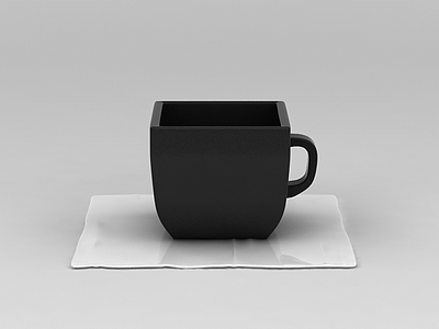 3d黑色方形<font class='myIsRed'>陶瓷水杯</font>免费模型
