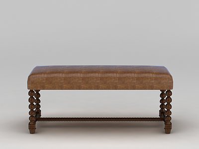 3d咖啡色沙发凳免费模型