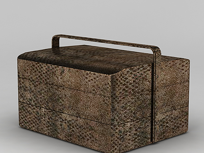 3d古代铁质食盒模型