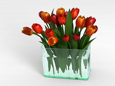 郁金香鲜花花瓶模型3d模型