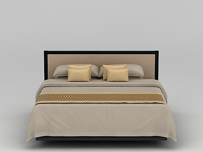 3d卧室简约双人床模型