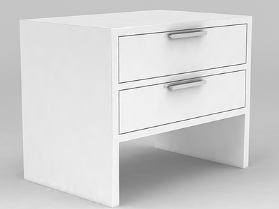 白色实木床头柜模型