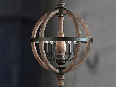 古典木艺吊灯3d模型