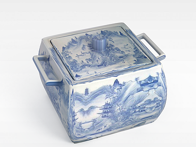 3d青花瓷茶叶罐模型