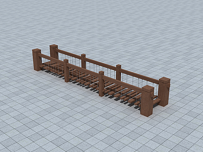 3d木质吊桥模型