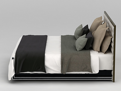 3d现代简约双人床免费模型