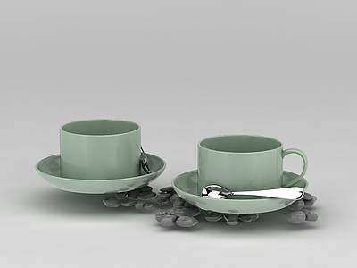 绿色陶瓷咖啡杯模型