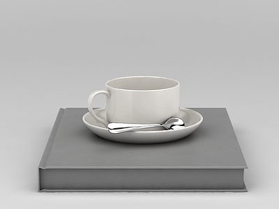 3d咖啡杯和书免费模型