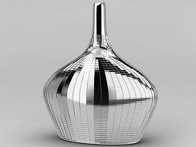 3d银色金属花瓶摆件免费模型