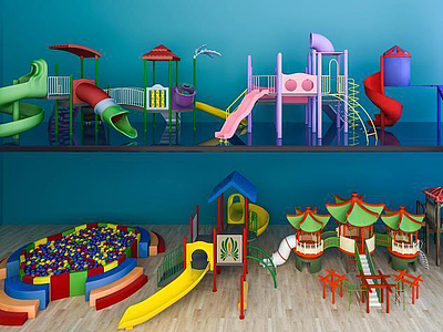 儿童游乐场滑梯组合模型3d模型