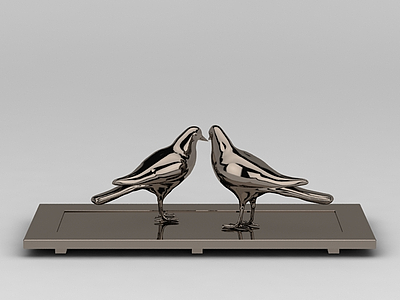 金属小鸟摆件模型3d模型