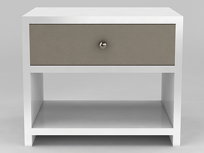 白色实木床头柜模型3d模型