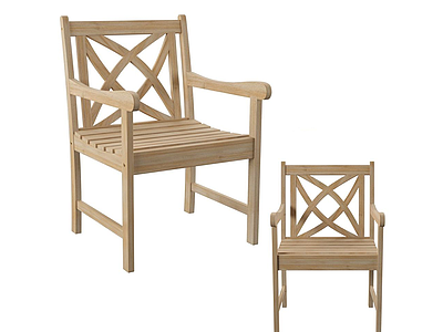 3d新中式实木休闲单人椅模型