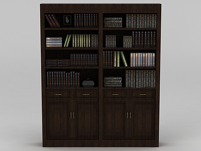 中式书房书柜模型3d模型