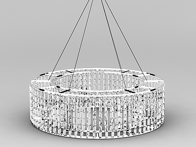 3d客厅圆形水晶吊灯免费模型