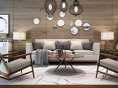 北欧时尚沙发创意酒柜组合3d模型