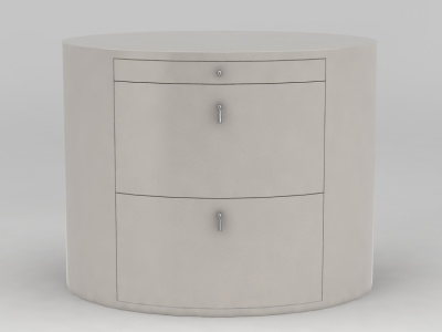 3d象牙色圆形床头柜免费模型