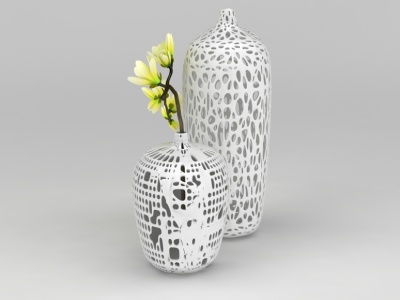 3d白色镂空大花瓶免费模型