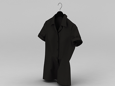 黑色短袖衬衣模型3d模型