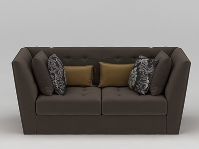 3d咖啡色双人沙发免费模型