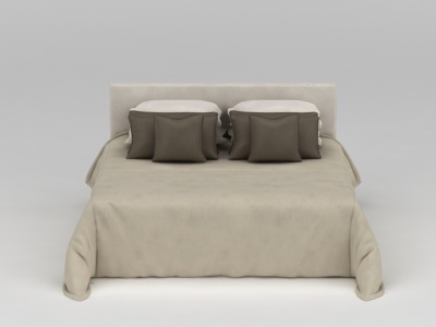 3d素色简约双人床免费模型